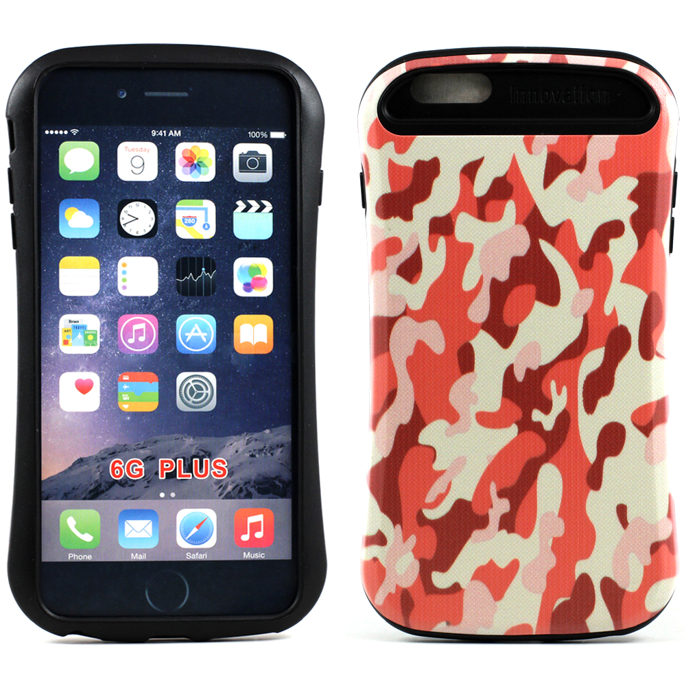 Apple iPhone 6 Plus 5.5 Design CANDY Shell Hybrid Case (Camouflage Orange)